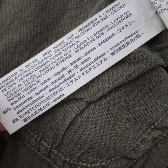 EUC Zara olive khaki skinny cropped ankle washed look sparkle side stripe jeans - Picture 11 of 13